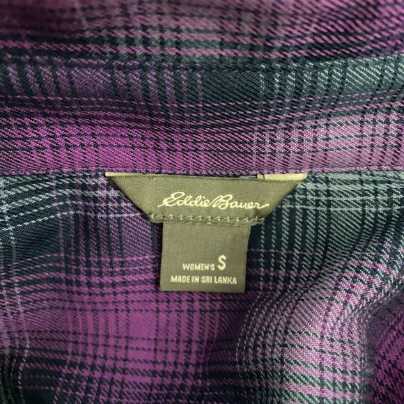 Eddie Bauer Purple Blue Shadow Plaid Long Sleeve Button Front Shirt Women's S - Picture 4 of 4